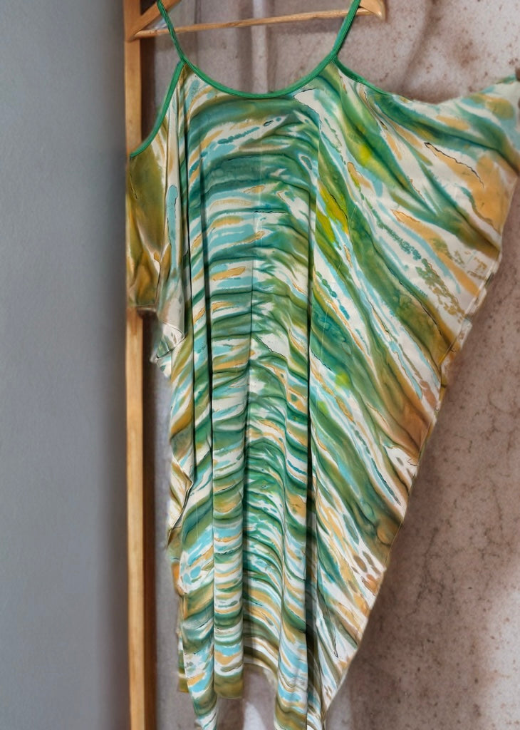 Ripples – Handpainted Silk Crepe Beach Kaftan