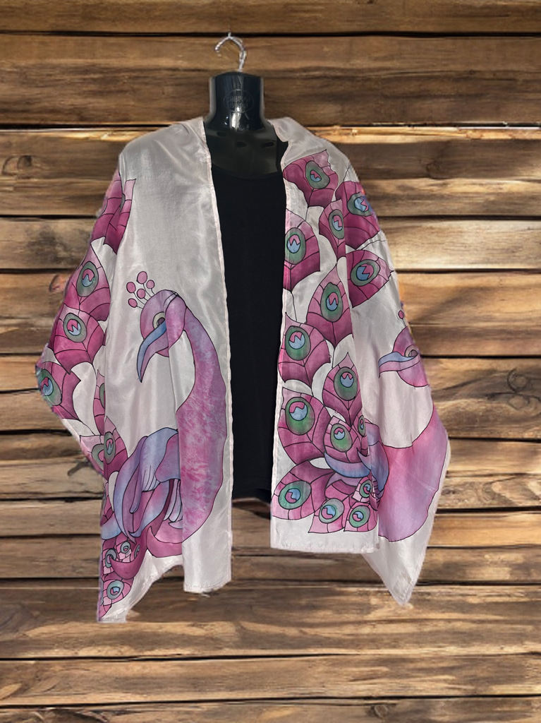 PEACOCK WHISPER SILK SCARF