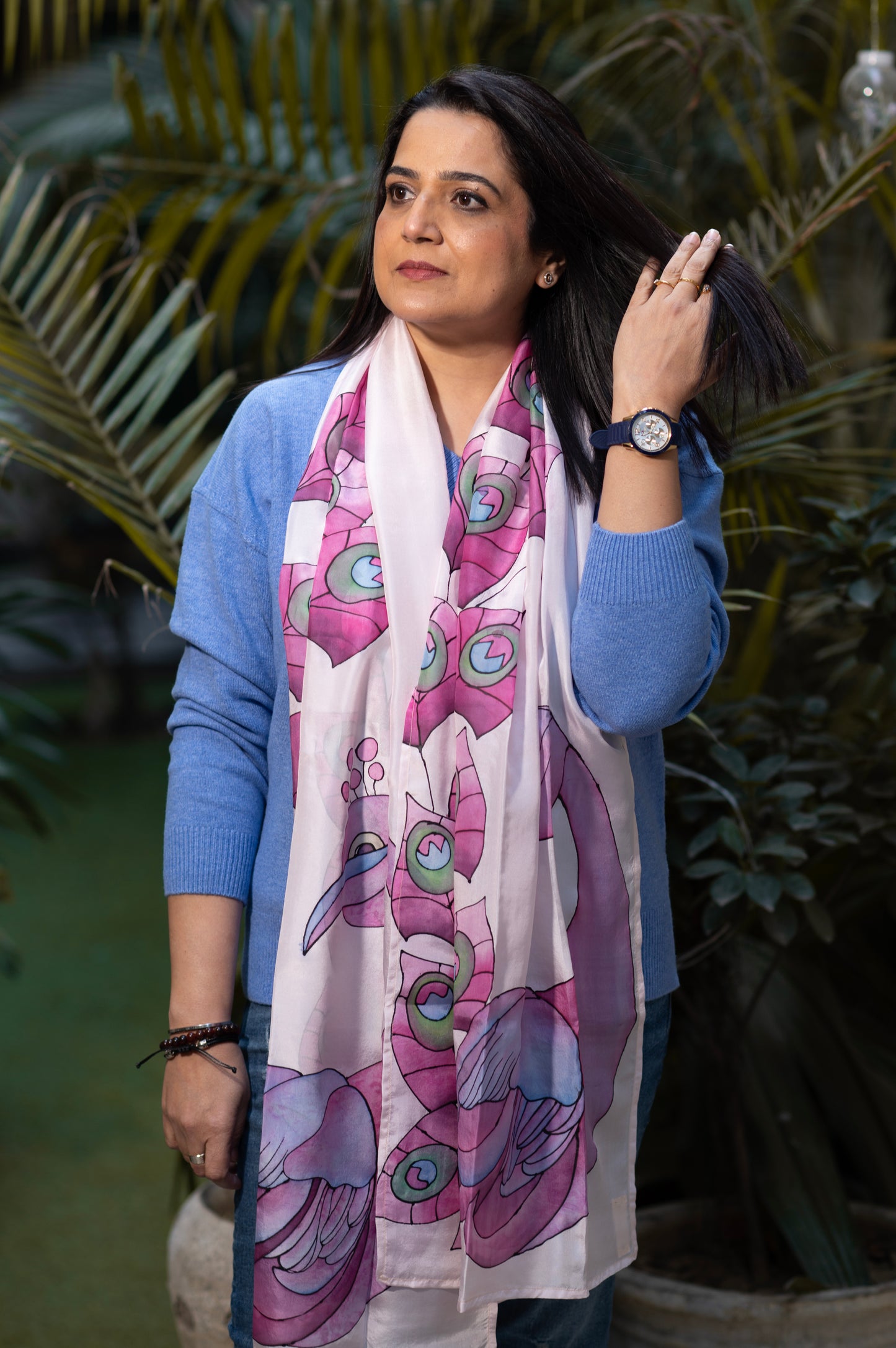 PEACOCK WHISPER SILK SCARF