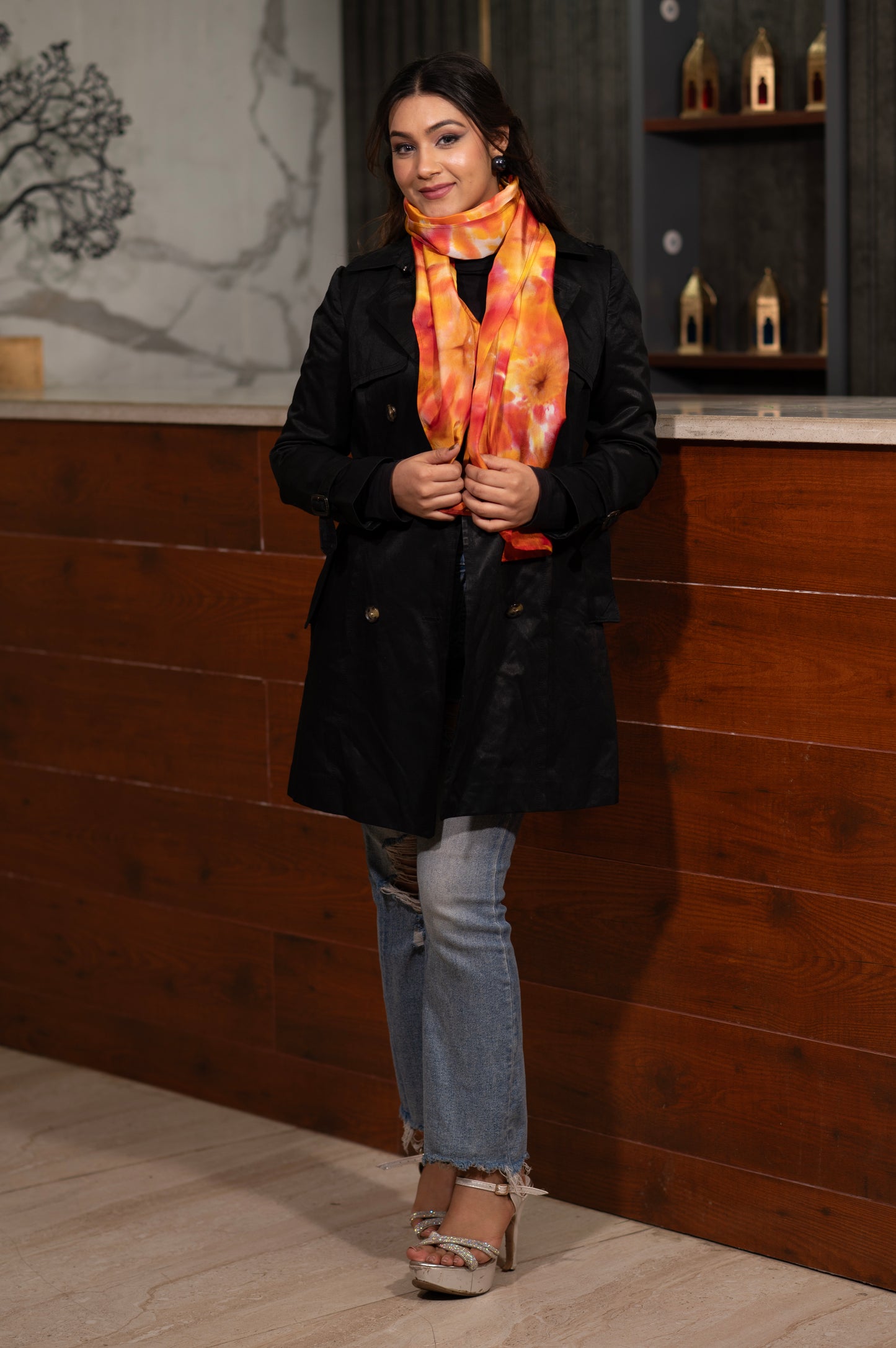 BLAZING EMBER SILK SCARF