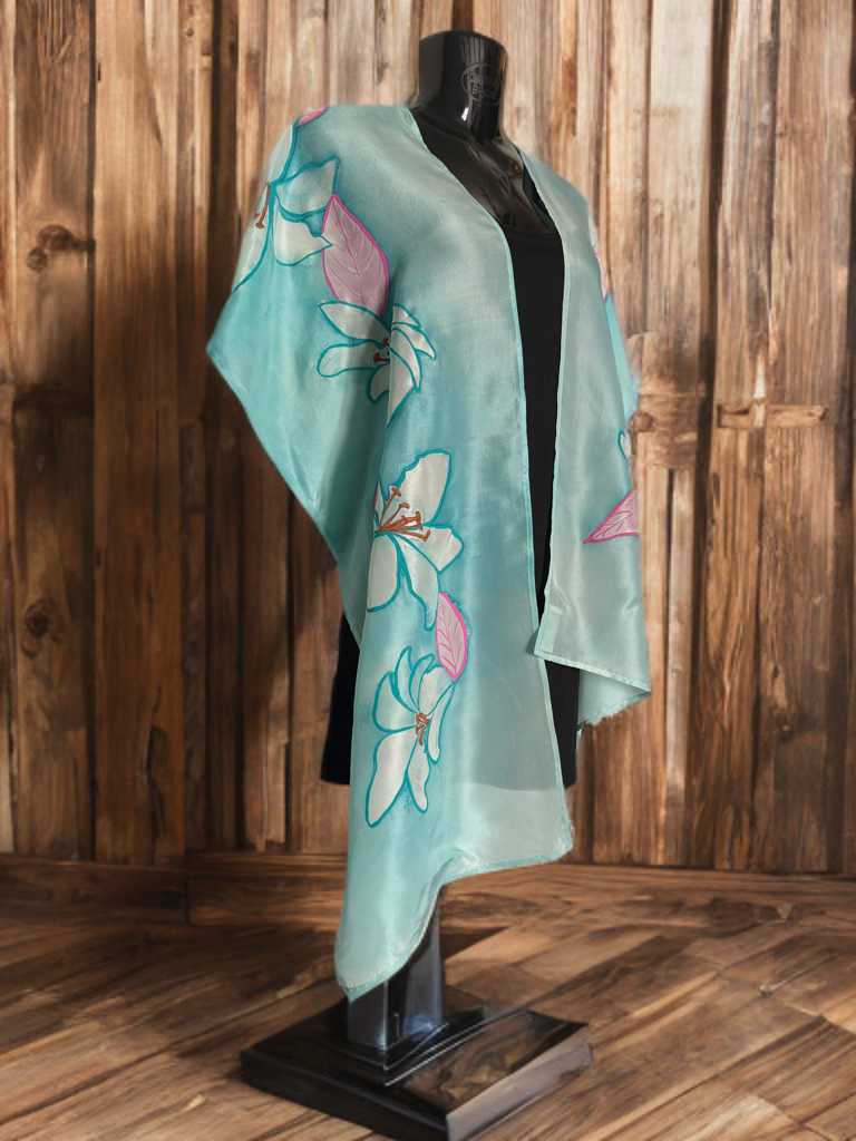 AQUA BLOOM SILK SCARF