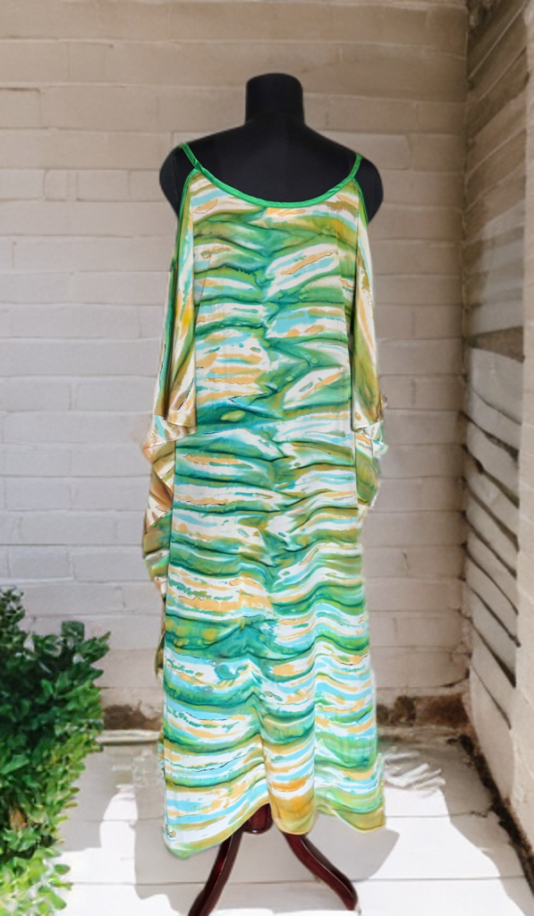 Ripples – Handpainted Silk Crepe Beach Kaftan