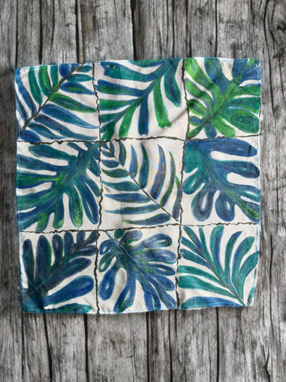 BOTANICAL MOSAIC – HANDPAINTED SILK POCKET SQUARE