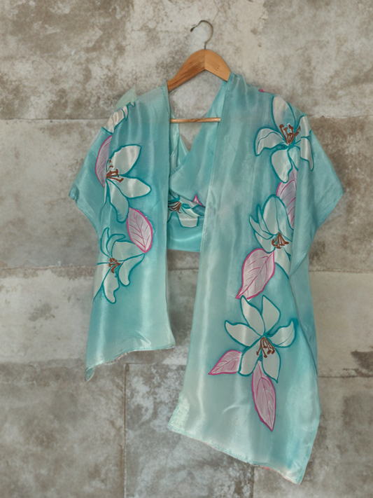 AQUA BLOOM SILK SCARF