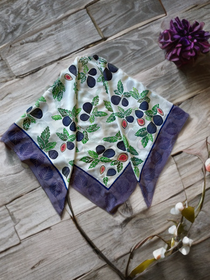 Fig Orchard Handpainted Silk Crepe Scarf