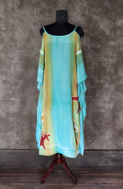 Tide & Star – Handpainted Silk Crepe Beach Kaftan