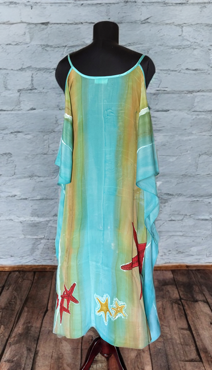 Tide & Star – Handpainted Silk Crepe Beach Kaftan