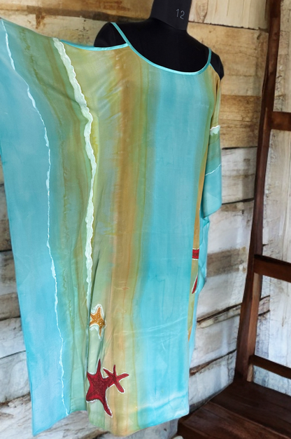 Tide & Star – Handpainted Silk Crepe Beach Kaftan