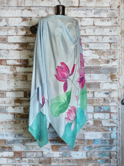 Lotus Reverie – Handpainted Silk Dupatta