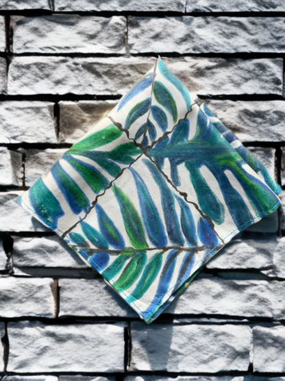 BOTANICAL MOSAIC – HANDPAINTED SILK POCKET SQUARE