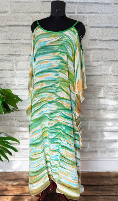 Ripples – Handpainted Silk Crepe Beach Kaftan