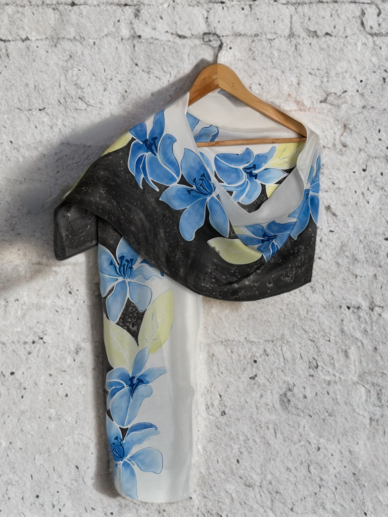 IVORY ECLIPSE – HANDPAINTED SILK SCARF