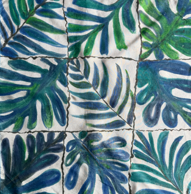 BOTANICAL MOSAIC – HANDPAINTED SILK POCKET SQUARE