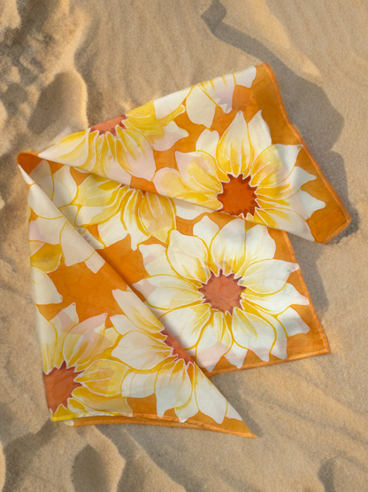 GOLDEN DAHLIA SILK SCARF