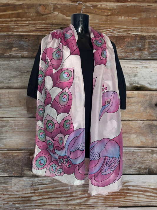 PEACOCK WHISPER SILK SCARF