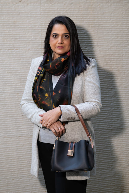 MIDNIGHT WHIMSY SILK SCARF