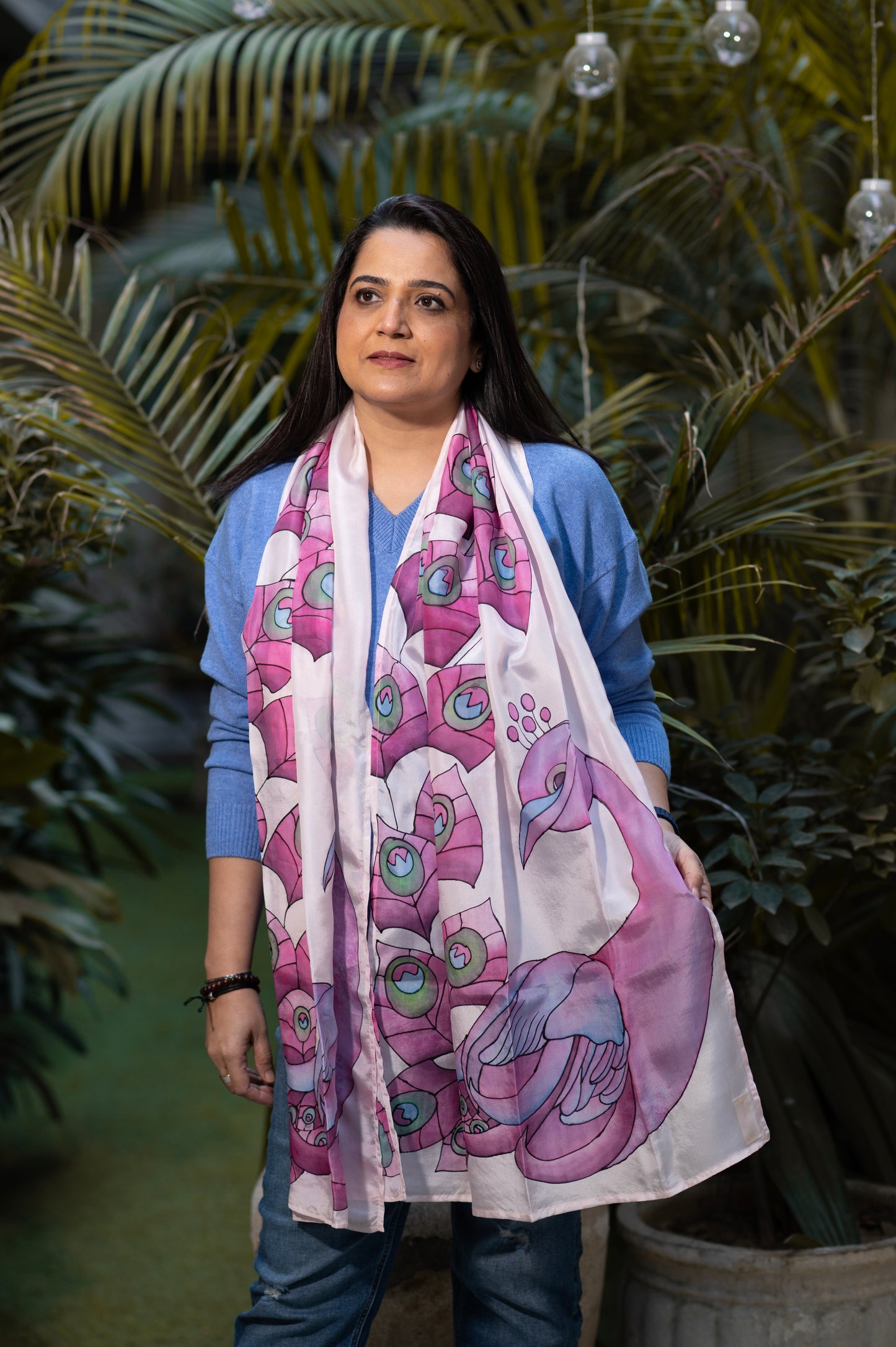 PEACOCK WHISPER SILK SCARF