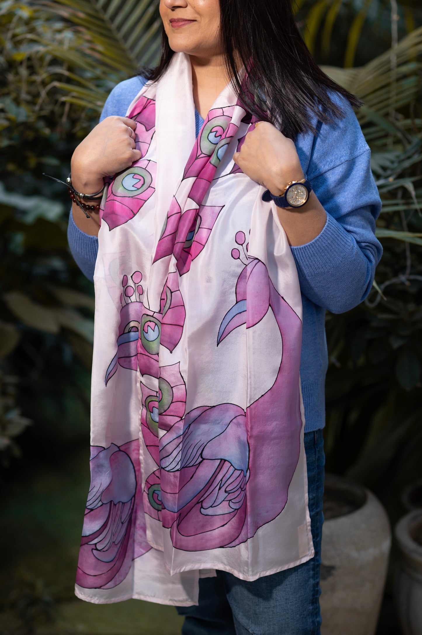 PEACOCK WHISPER SILK SCARF