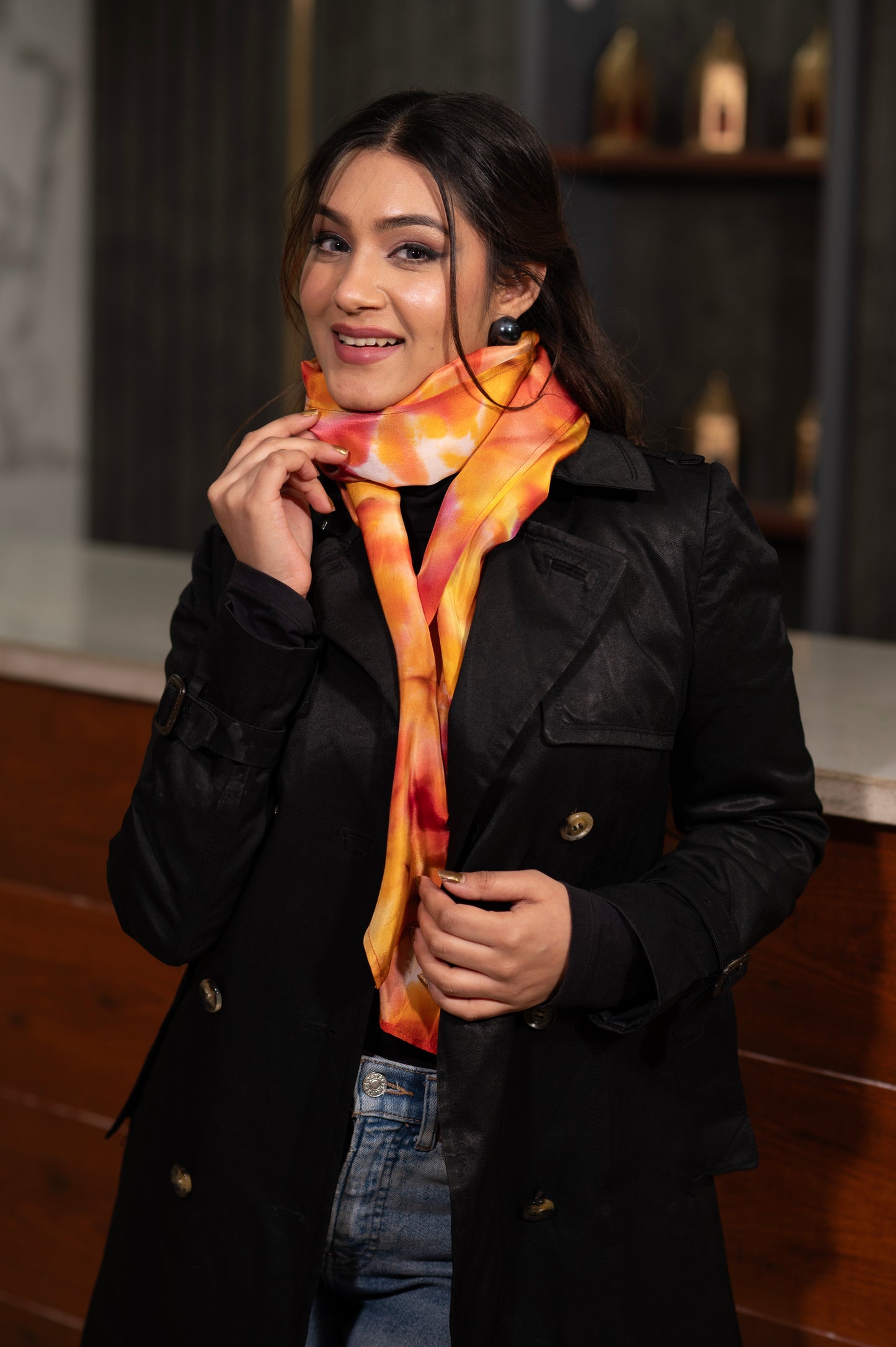 BLAZING EMBER SILK SCARF