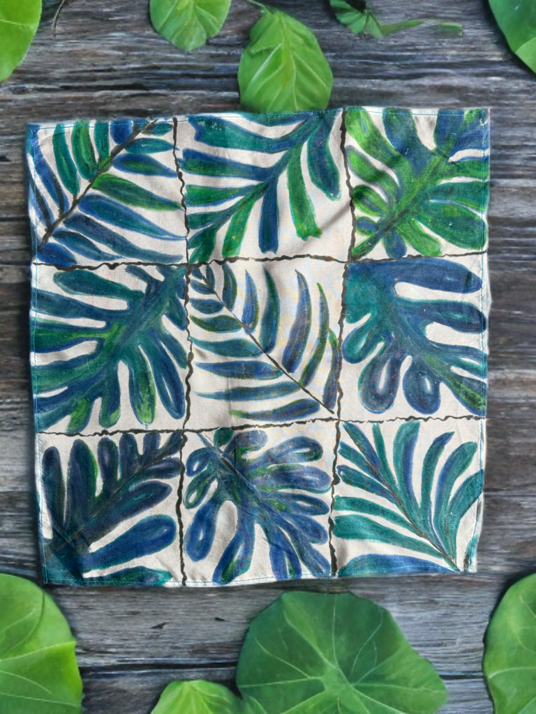 BOTANICAL MOSAIC – HANDPAINTED SILK POCKET SQUARE