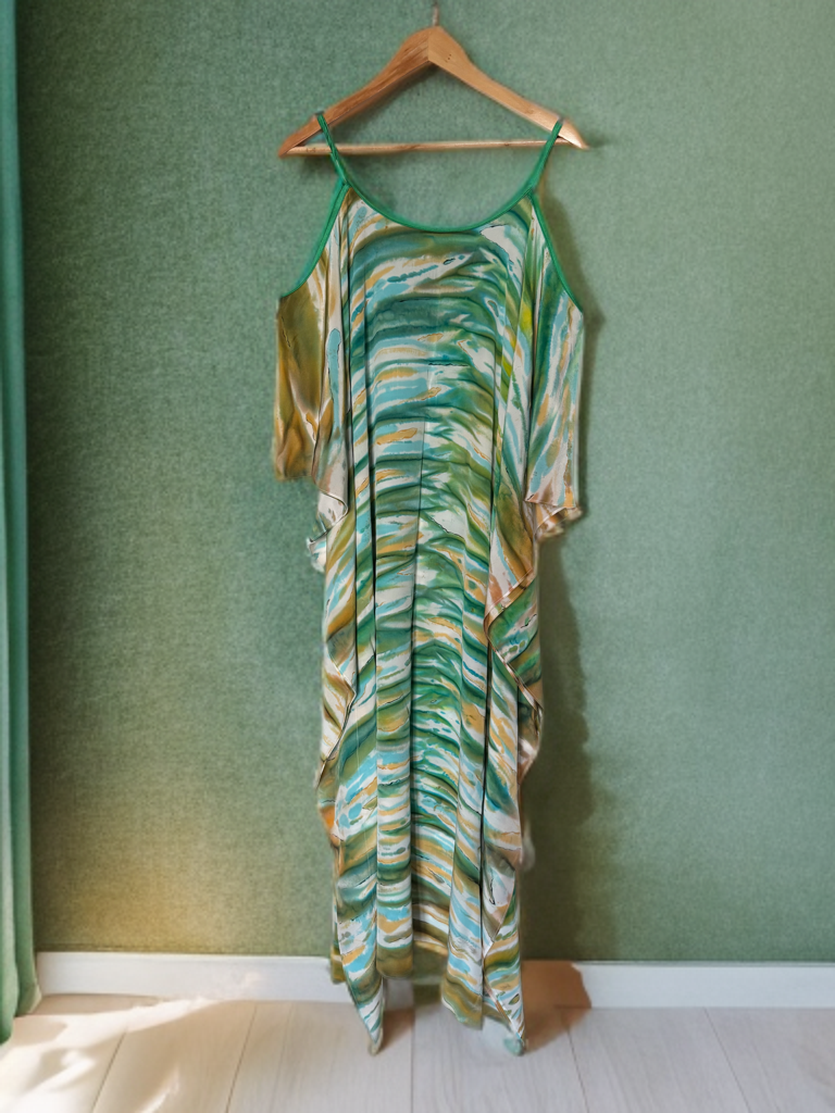 Ripples – Handpainted Silk Crepe Beach Kaftan