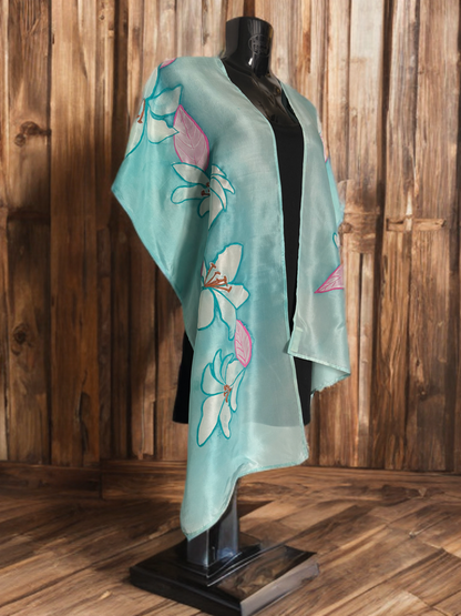 AQUA BLOOM SILK SCARF